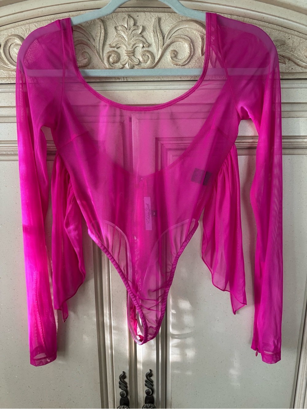 Sheer Fuchsia Long Sleeve Bodysuit
